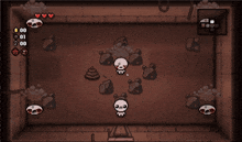 a screenshot of a video game with skulls and hearts on the screen