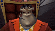 a cartoon character with a microphone on his head