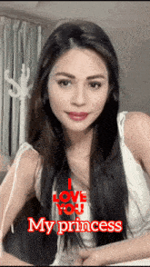a picture of a woman with the words " i love you my princess "