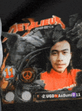 a metallica poster with a man and the number 11 on it