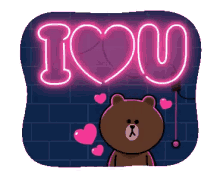 brown and cony love neon lights ily i love you