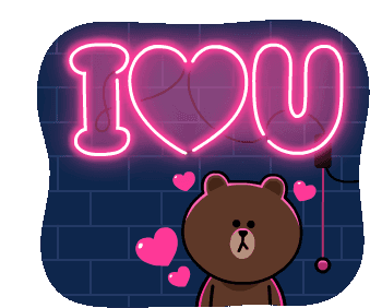 Brown And Cony Love Sticker - Brown And Cony Love Neon Lights Stickers