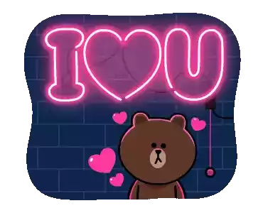 Brown And Cony Love Sticker - Brown And Cony Love Neon Lights Stickers