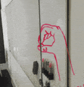 a drawing of a hand pointing at something with red marker