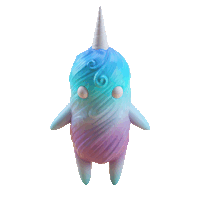 a rainbow colored unicorn with a white horn on its head