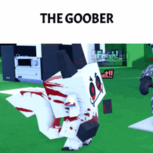 a screenshot of a video game called the goober with a bloody dog