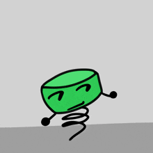 a drawing of a green object with arms and legs