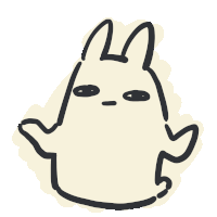 a black and white drawing of a bunny with a sad look on its face
