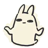 a black and white drawing of a bunny with a sad look on its face
