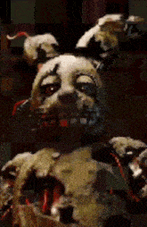 a painting of a rabbit with red eyes and a mouth open