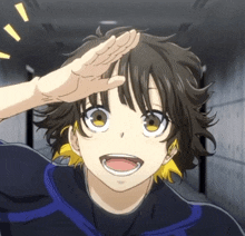 a cartoon character with a hand on his forehead