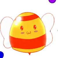 a cartoon drawing of a yellow and purple bee with the number 3 on it 's face