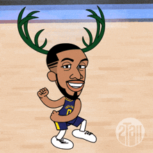 a cartoon of a man with antlers on his head