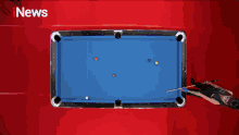 pool balls with the number 2 on them are on a blue surface