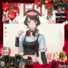 a picture of a girl with bunny ears and the words " i love you " on the bottom