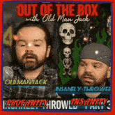 a poster for out of the box with old man jack and insanely thrown insanity