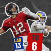 a football player with the number 12 on his red jersey