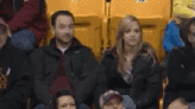 a group of people are sitting in a stadium watching a game ..
