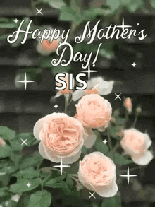 a mother 's day card with roses and the words `` happy mother 's day ! sis '' .