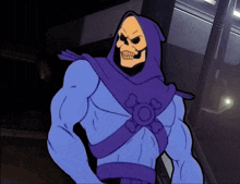 a cartoon character with a skull on his face