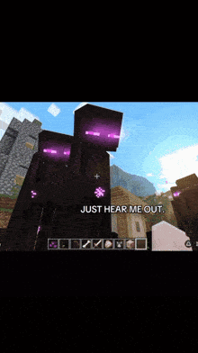a screenshot of a video game with the words just hear us out on the bottom