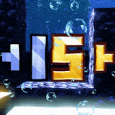 bubbles are floating around a block that says ice