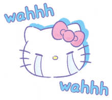 a drawing of a hello kitty crying with wahhh written below it