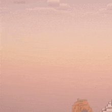 a video game scene with snowy mountains and clouds