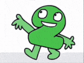 a cartoon of a green number two with arms and legs .