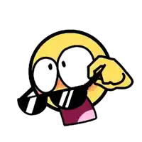 a cartoon smiley face wearing sunglasses and a pink shirt is making a funny face .