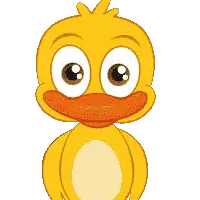 a cartoon of a yellow duck with a big orange beak