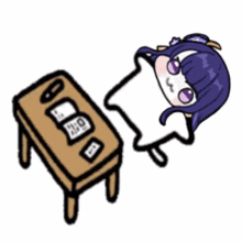 a cartoon of a girl laying on a table