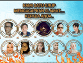 a group of people are in circles with the words kami satu grup mengucapkan selamat kepada anda