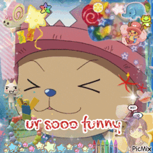 a picture of a cartoon character with ur sooo funny written on it