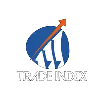 a blue and white trade index logo with an arrow pointing up
