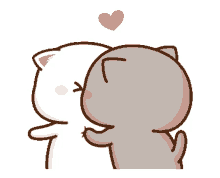 kiss cute couple love mochi mochi peach cat