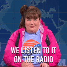 We Listen To It On The Radio Carrie Krum GIF - We Listen To It On The Radio Carrie Krum Aidy Bryant GIFs