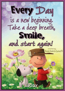 a poster with snoopy and charlie brown says every day is a new beginning