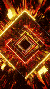 a cgi motion graphics and animated background of a square tunnel with neon lights