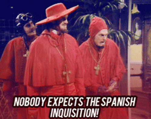 nobody expects the spanish inquisition gif girl