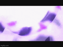 a close up of a purple and white background with a blurred image of a flower .