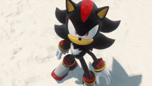 shadow the hedgehog from the video game sonic the hedgehog is standing on a white surface