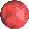 a pixel art illustration of a red planet with a heart on it