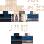 a screenshot of a minecraft skin for a girl with blonde hair and blue pants .