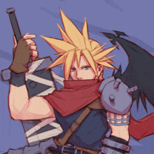 a cartoon drawing of a man with a sword