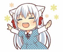 joyful anime cat girl happy