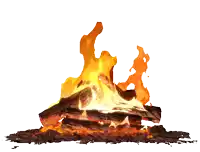 a large pile of logs is burning in a fire on a white background