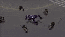 a person is riding a bike down a city street .