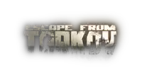 a logo for escape from tarkov shows a man holding a gun