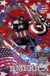 a picture of captain america with the words " good morning america "